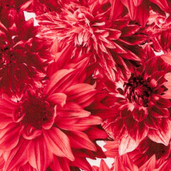 PR-1031 - Ροδοκόκκινο Μεταξωτό Φλοράλ Εμπριμέ 