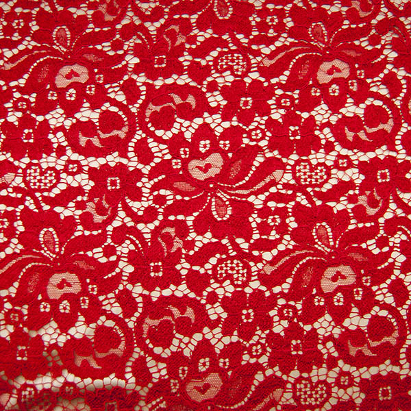 LA-1033 - Δαντέλα Κορδονέ Φλοράλ Κόκκινη