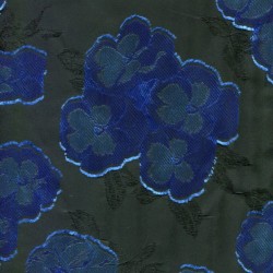 BR-1054B - Μπροκάρ με Μπλέ Floral Κέντημα