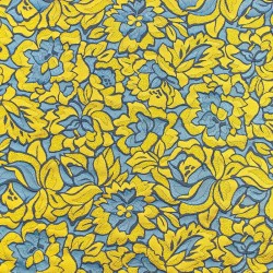 BR-1504 - Μπροκάρ Φλοράλ Μπλέ-Κίτρινο