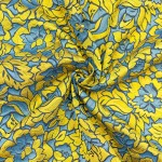 BR-1504 - Μπροκάρ Φλοράλ Μπλέ-Κίτρινο